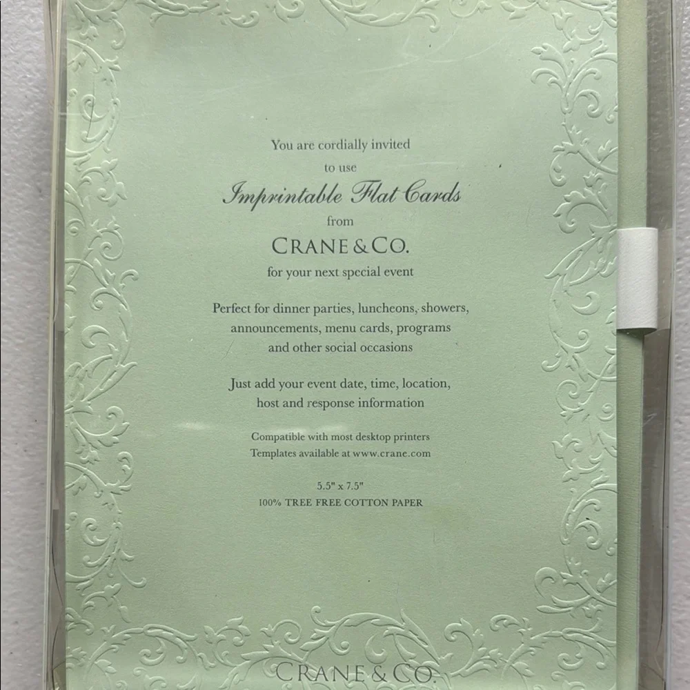 Crane & Co. Imprintable Flat Cards - Soft Mint Green